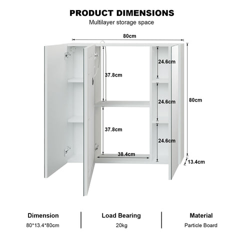 Bathroom Medicine Cabinet with Lights, 31.5×31.5 Inch LED Medicine Cabinet with Mirror, Three Door Lighted Medicine Cabinet with Defogger, Dimmer,Smart Touch Sensor Controls,3 Separate Storage Spaces