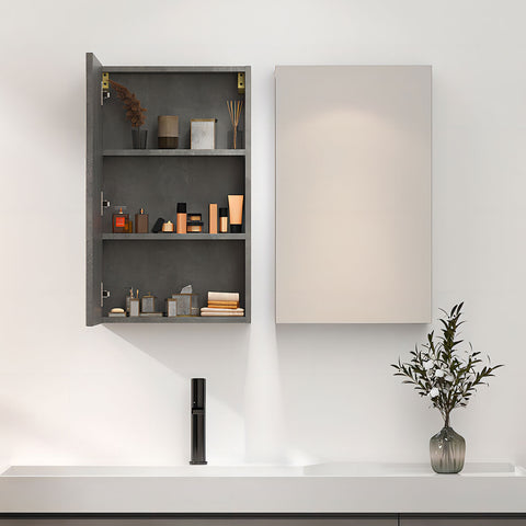Mepplzian Bathroom Medicine Cabinet with Mirror, Mirrored Medicine Cabinets for Bathroom Wall Mount with Single Door&Adjustable Shelf,26''*16'' Bathroom Wall Cabinet Over Toilet,Grey