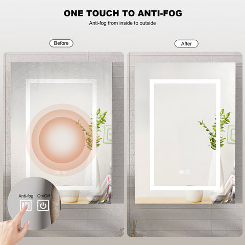 Mepplzian Led Medicine Cabinet,Lighted Medicine Cabinet with Mirror, Mirror Cabinet Wall Mounted Defogger, Memory 3-Color Mode, Dimmer, Anti-Fog 19.5X 27.3Inch